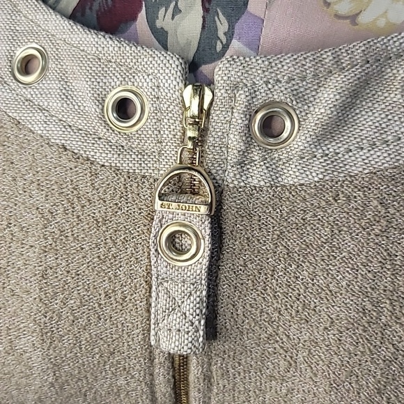 ST. JOHN SPORT Wool Rayon Blend Rivet Zip Up Jacket Ribbed Classic - Picture 3 of 11